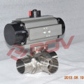 Pneuamtic 3 way sanitary welding ball valves t type